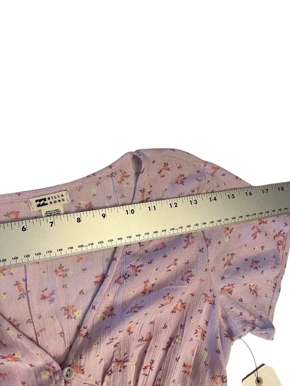Billabong Womens Floral V-Neck babydoll Midi/Maxi Dress XS Pink lightweight - Picture 11 of 14